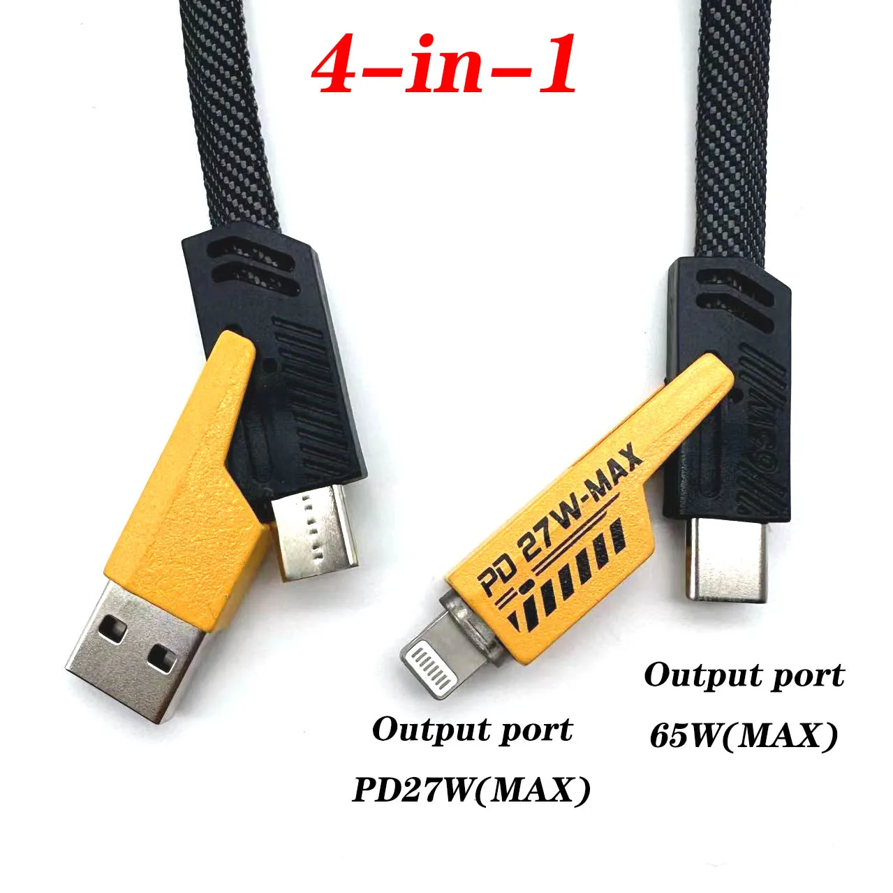 Фото 2 шт. 4в1 Type C to Type C 65W Mecha Style Кабель для быстрой зарядки для iPhone Samsung Xiaomi Redmi POCO USB A to USB C Шнур для передачи данных №2