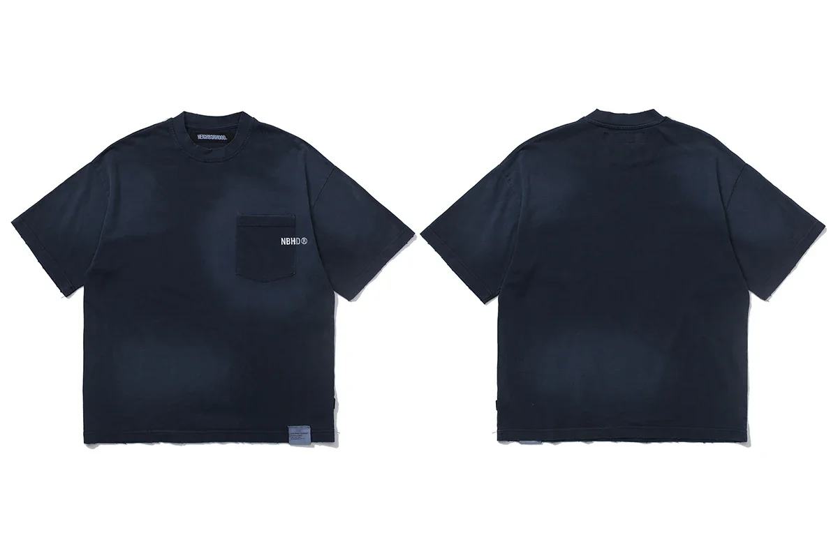 NBHD Heavy Wash Летняя японская повседневная мужская свободная хлопковая короткая футболка с принтом (art.: 3920cefa656e1) - 3920cefa656e1