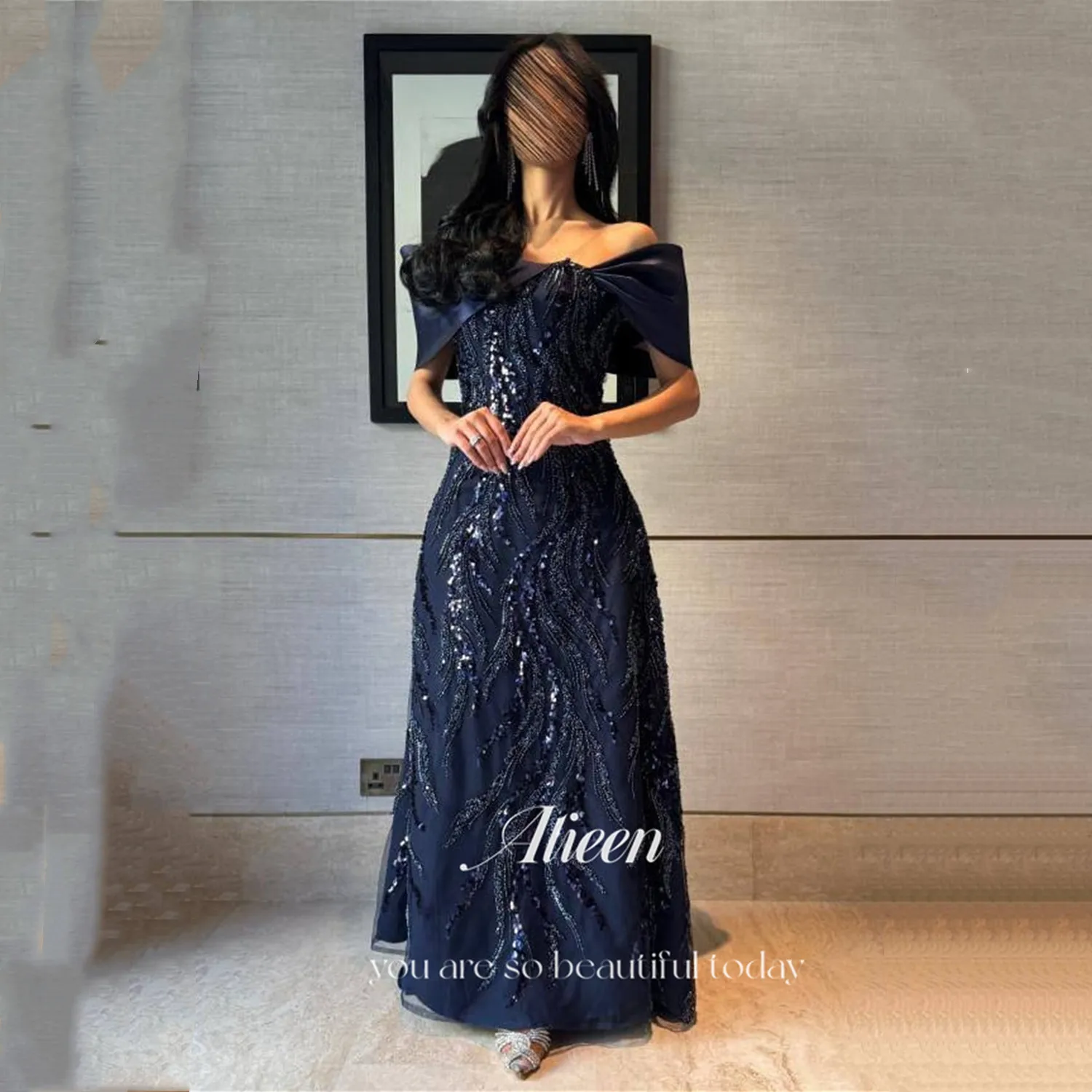 Вечерние платья Aileen с блестками فساتين سهرة Женское вечернее платье Vestidos De Festa Prom Dresses 2025 Индивидуальные темно-синие женские платья