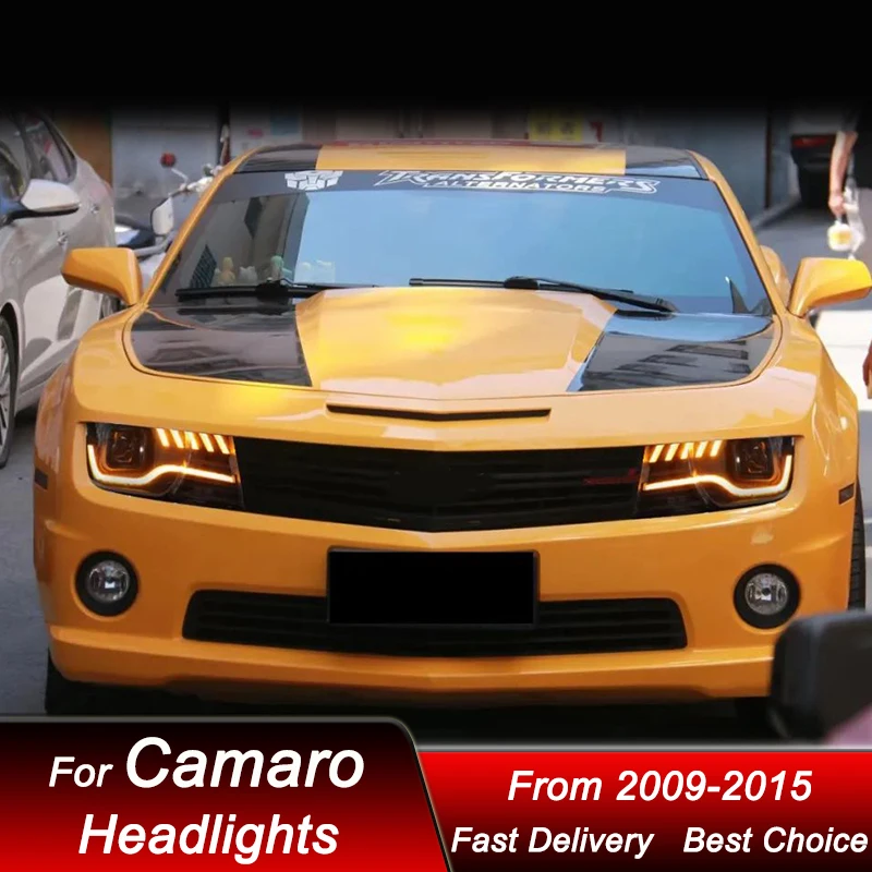 Фото Автомобильные светодиодные фары для Chevrolet Camaro V2 2009-2015, полностью светодиодные, новый стиль, автомобильные фары в сборе, комплект аксессуаров для линз проектора №4