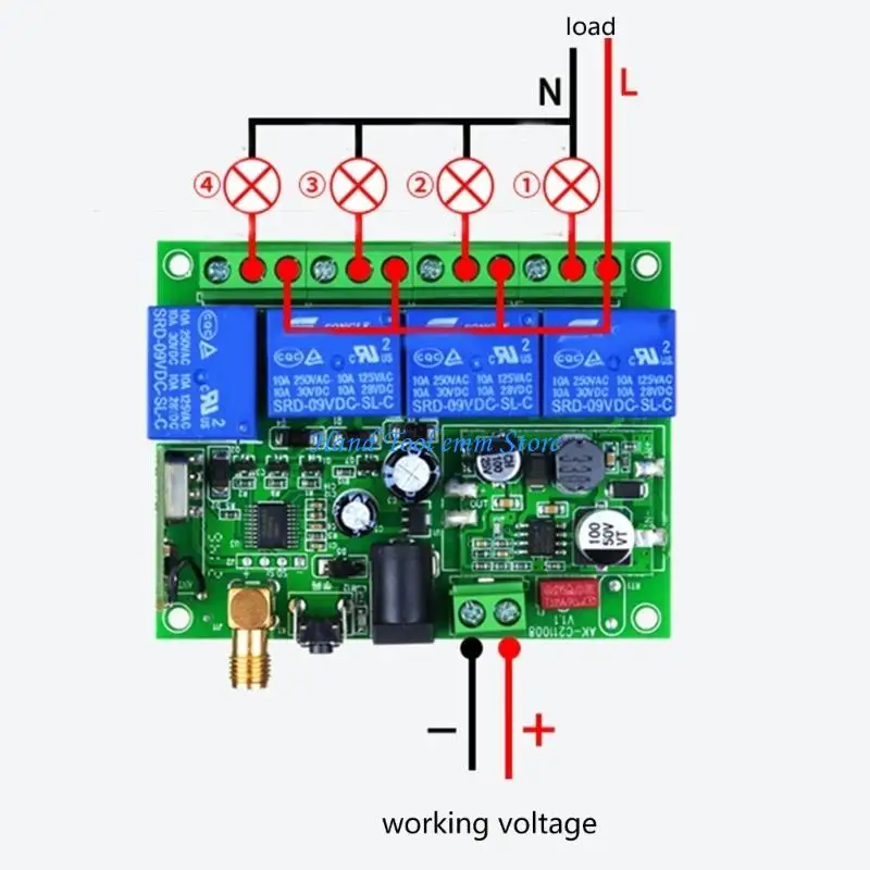 H37F 315 МГц/RF433MHZ Беспроводной дистанционный переключатель дистанционного управления 85V-260V реле 4CH Controller и