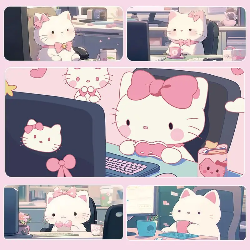Kawaii Sanrio Hellokitty коврик для мыши анимация большой Симпатичный мультфильм девушка Настольный коврик компьютер клавиатура Pad Настольный коврик