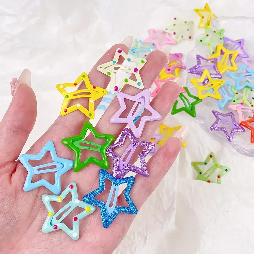 10Pcsset Colorful Star Hair Clips for Baby Girl Glitter Metal Snap BB Clip Hairpin Headwear Boutique Hairclip Child Accessories (art.: 3920ca7ab987a) - 3920ca7ab987a