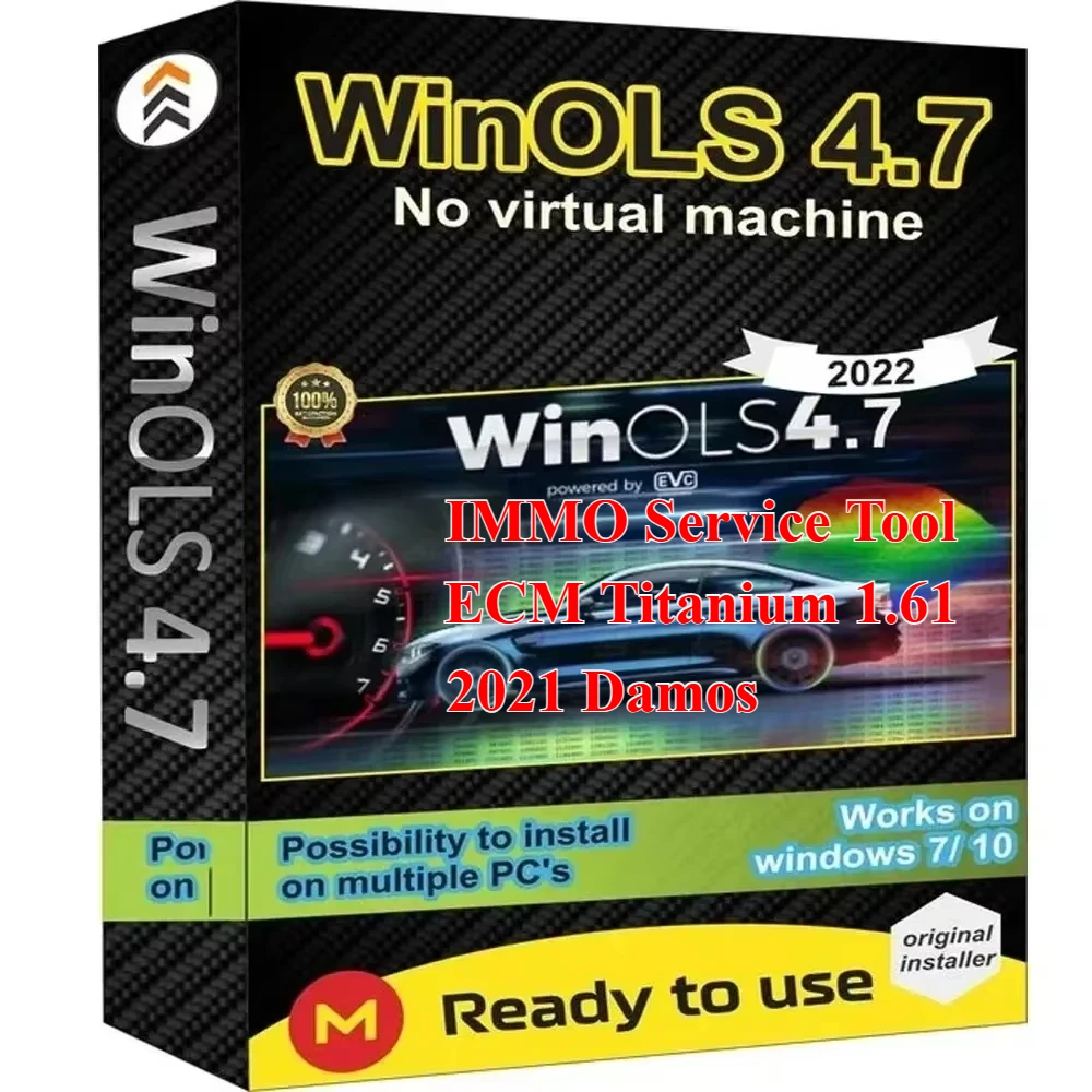 Winols 4.7 Полностью активированный immo-инструмент Windows 7 10 11 Не требует Vmware Многоязычный + 2021 Damos + EM TITANIUM + Инструмент IMMO SERVICE