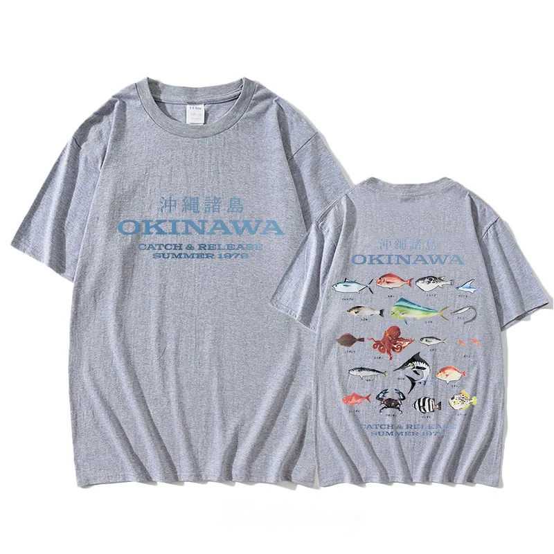 Фото Футболка Okinawa на весну/лето, повседневная хлопковая футболка, Высококачественная Готическая футболка с коротким рукавом, винтажные топы с круглым вырезом №2