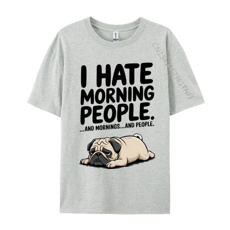 Pug I Hate Morning People And Mornings And People Sound Recording Acoustic Engineer Tops Shirts For Men Cotton