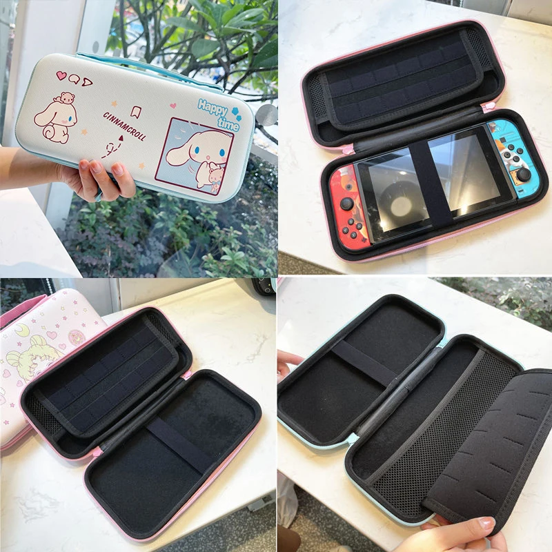 Kawaii Sanrio маленькие двойные звезды Cinnamoroll переключатель Oled сумка для хранения Аниме фигурки игровой консоли защитный чехол жесткий корпус сумочка