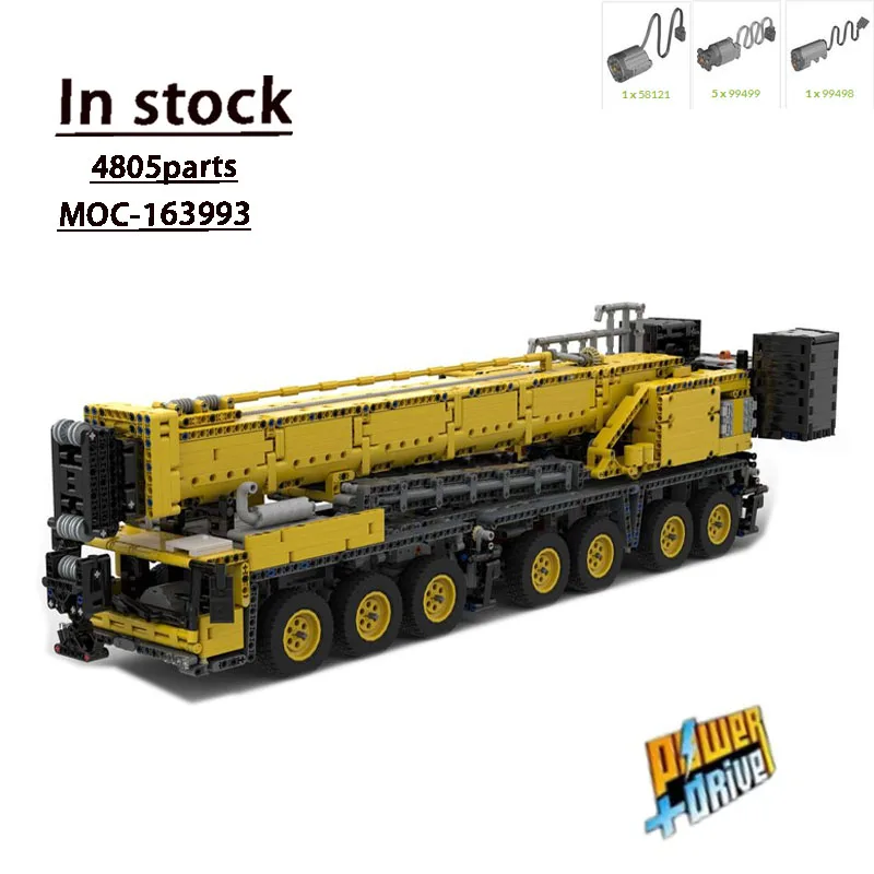 MOC- 163993   Новый 7-осевой мобильный кран RCElectric GMK7550, сращивание и сборка строительных блоков ModelMOC Creative Building BlockToy