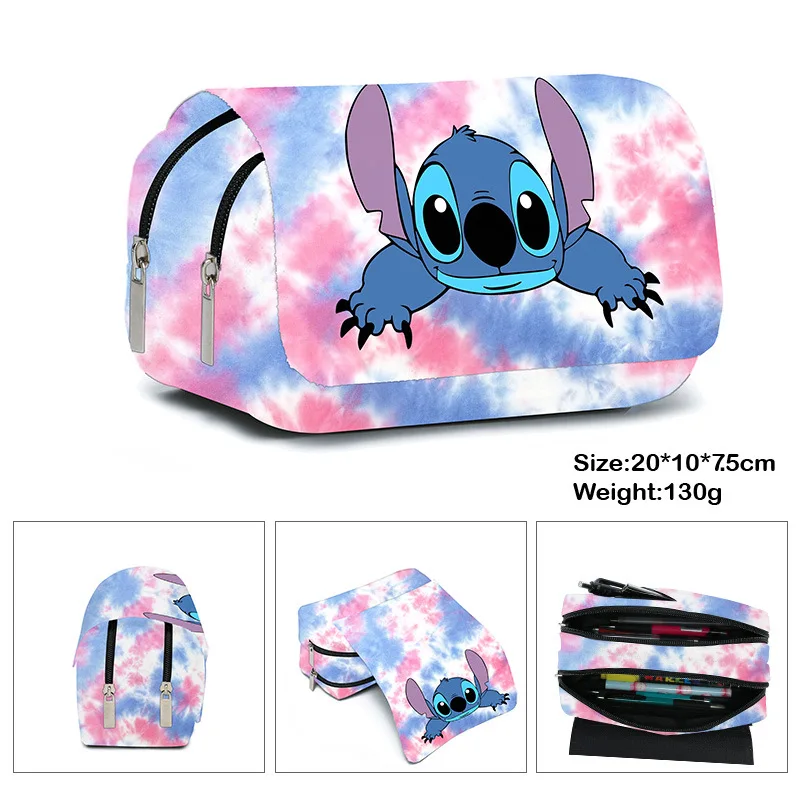 Disney Stitch Kotak Pensil аниме Kartun Kapasitas тюремный ритслинг с надписью