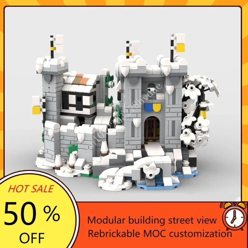 Фото Мини-зимняя коллекция средневековья и леса MOC, креативная модель с видом на улицу, пазлы на заказ, архитектура, сделай сам, образовательная модель, игрушки №4