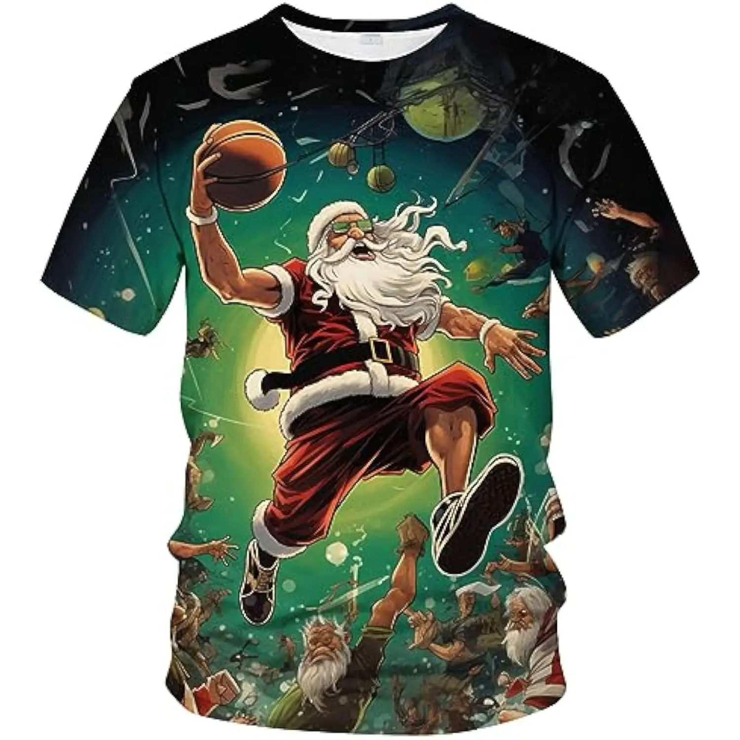 Баскетбольная рождественская футболка Dunking Santa Theme Tee Забавная рождественская рубашка с 3d принтом новые shierts и футболки мужская одежда