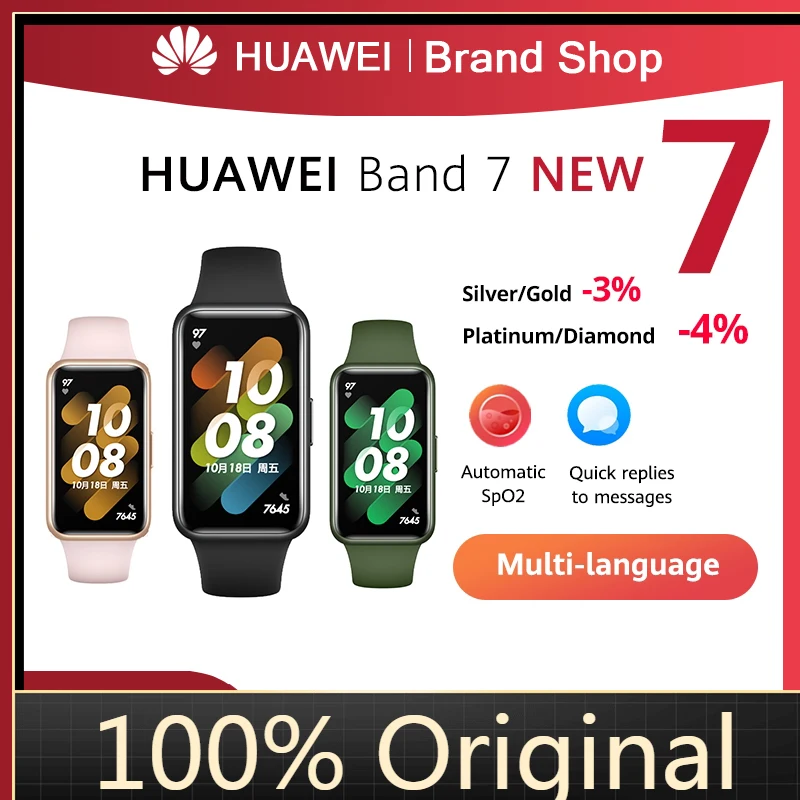 Браслет HUAWEI Band 7Jam Tangan Gelang Asli 1,47 дюйма, Layar FullView baбудет 2