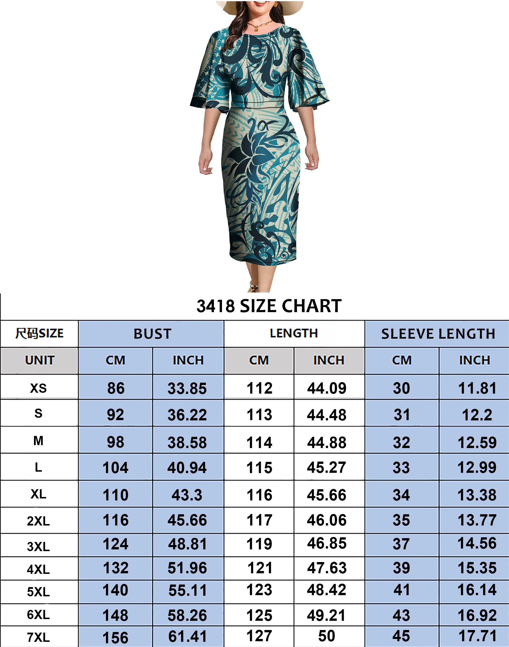New Design samoan dressShort Sleeve Dress Hibiscus Flower Polynesian Tribal Printed Midi Dress Plus Size Womens Dresses (art.: 3920cb63327aa) - 3920cb63327aa