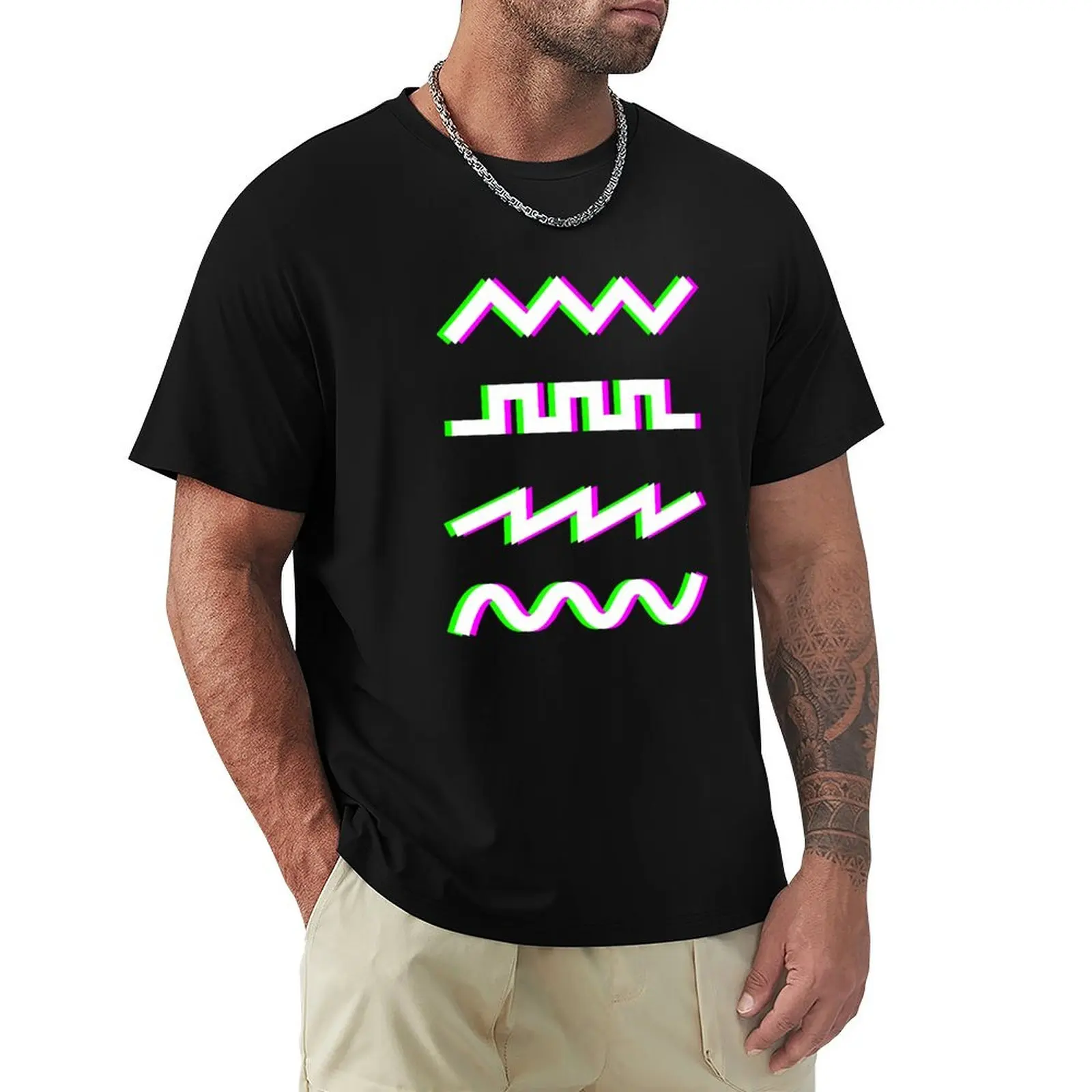 Glitch Synthesizer Audio Waveforms футболка кавайная одежда аниме фигурки лето 2025 заготовки больших размеров мужская одежда