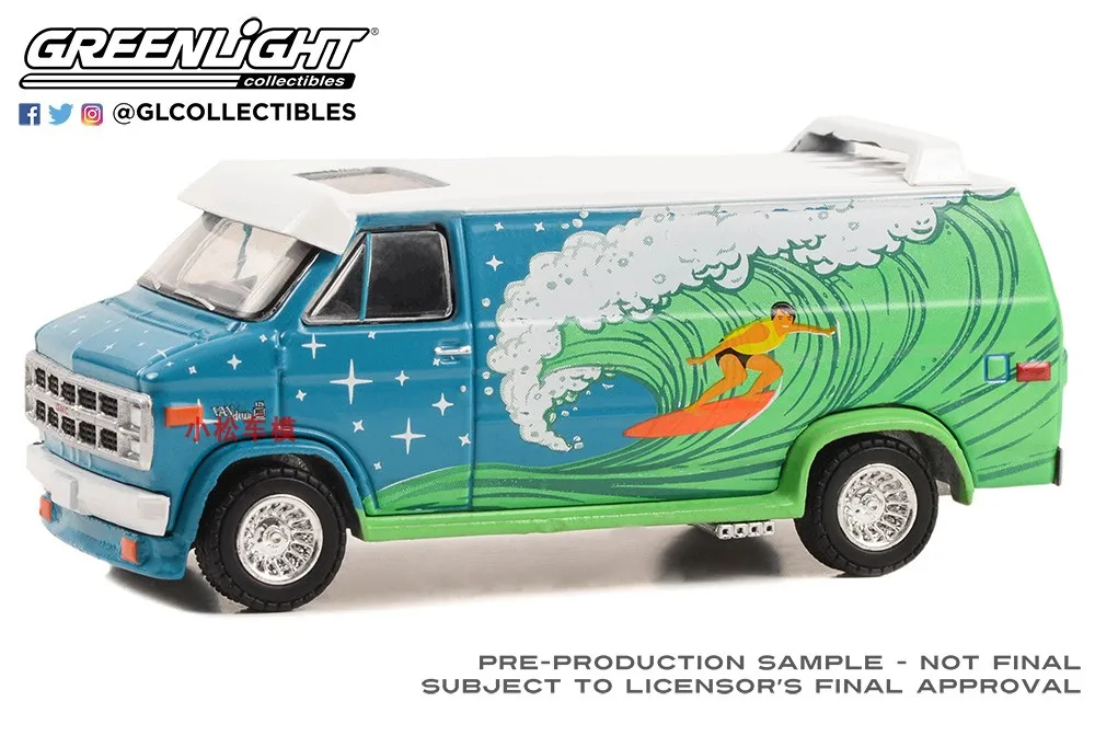 Фото Зеленый свет 1:64 1978 GMC Vandura, индивидуальный фургон, детский подарок на день рождения, литье под давлением сплава, модель автомобиля, усовершенствованная декоративная игрушка №4