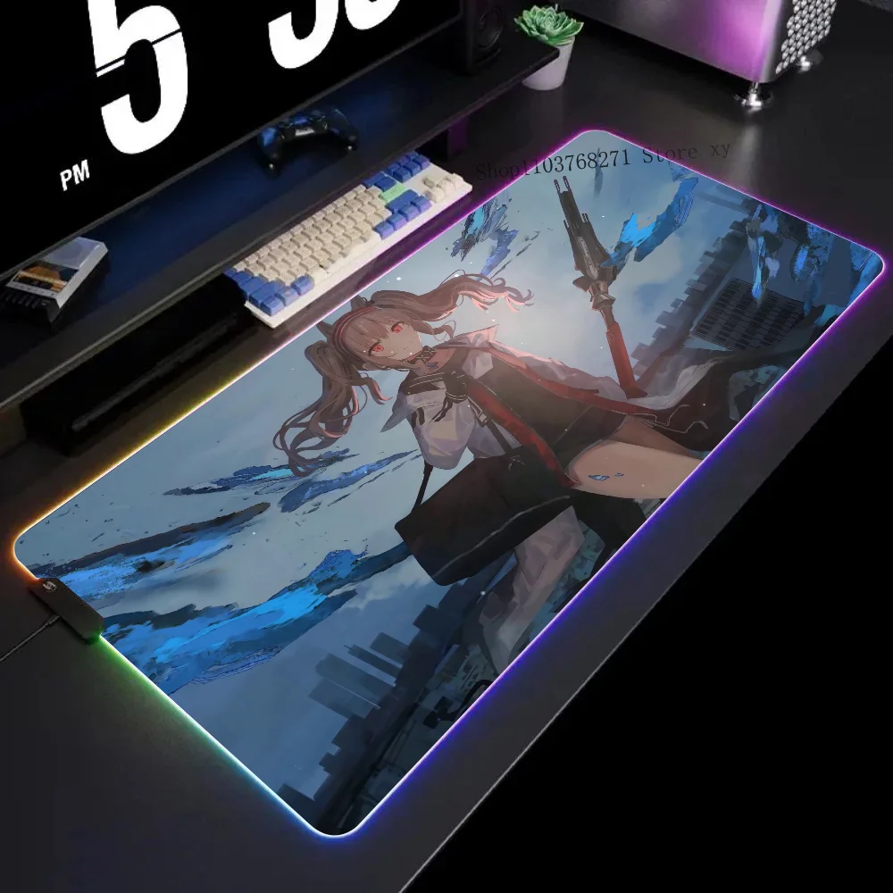 Коврик для мыши Angelina Arknights XXL RGB, игровые коврики для мыши HD, черные аксессуары для геймеров, большой светодиод