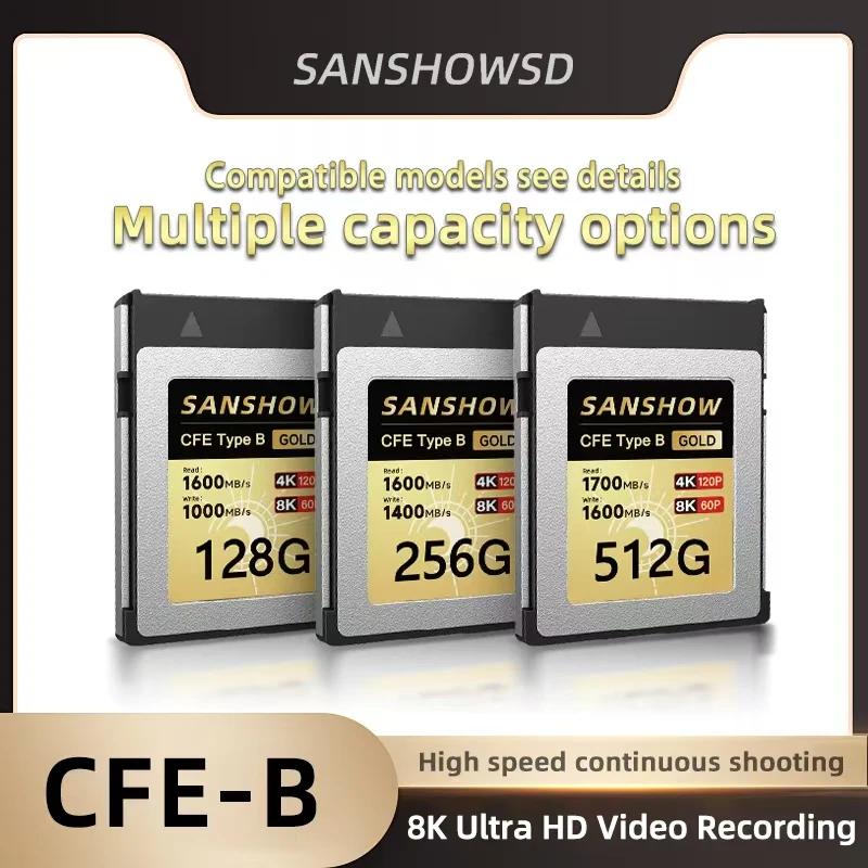 Карта памяти CFexpress Type B, 500 ГБ — идеально подходит для видео 4K и 8K RAW, высокоскоростной фотографии и профессионального использования — совместима с