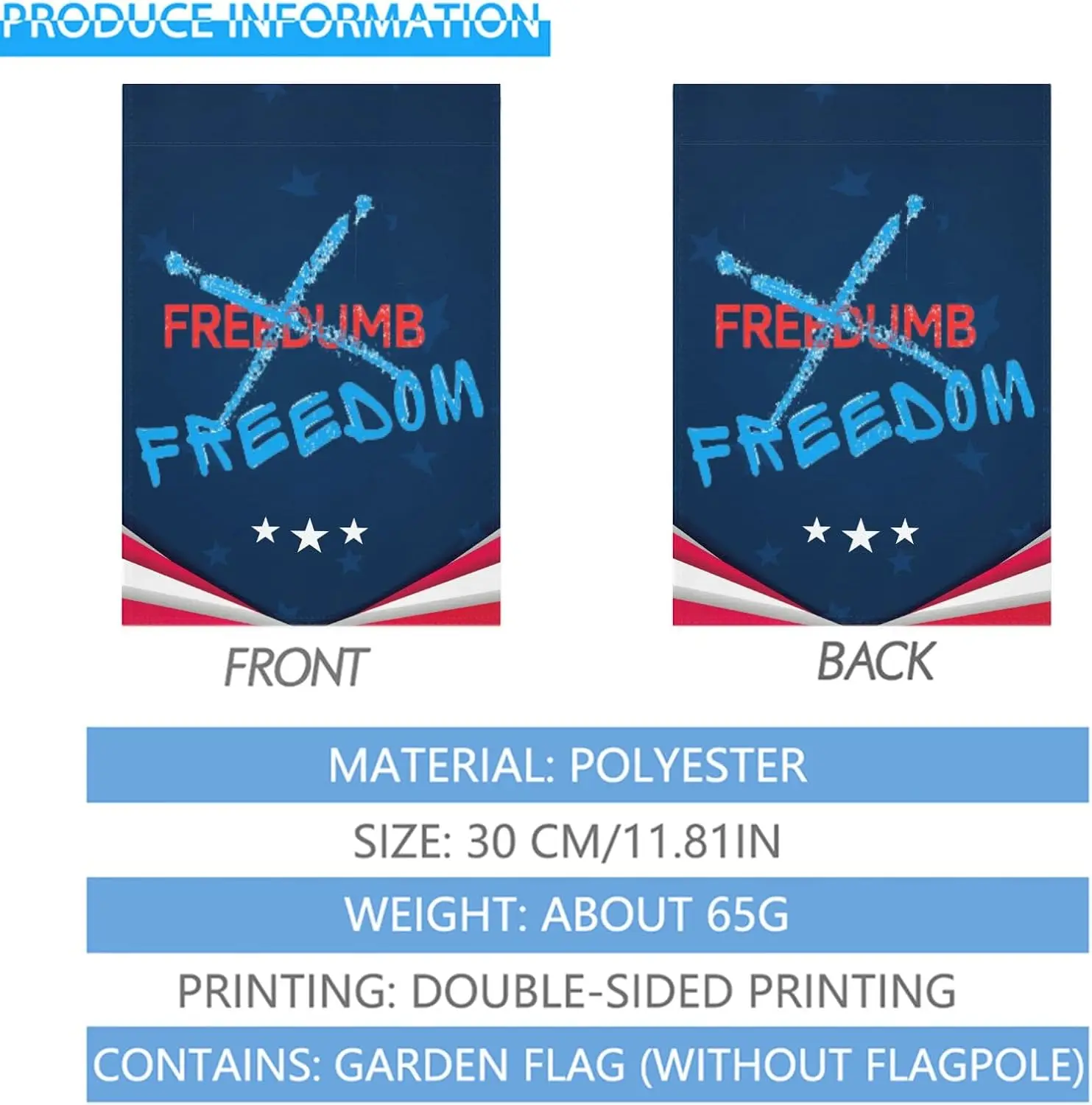 Фото Садовые флаги премиум-класса Freedumb Freedom, 12x18, двухсторонний забавный садовый баннер для газона №3