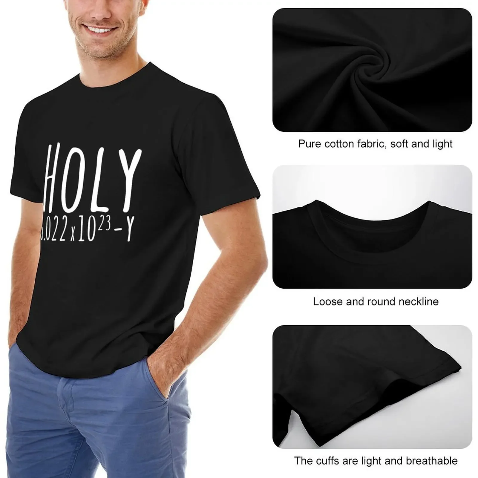 Фото Футболка Holy Avogadro, топы больших размеров, винтажные футболки, мужская хлопковая футболка №5
