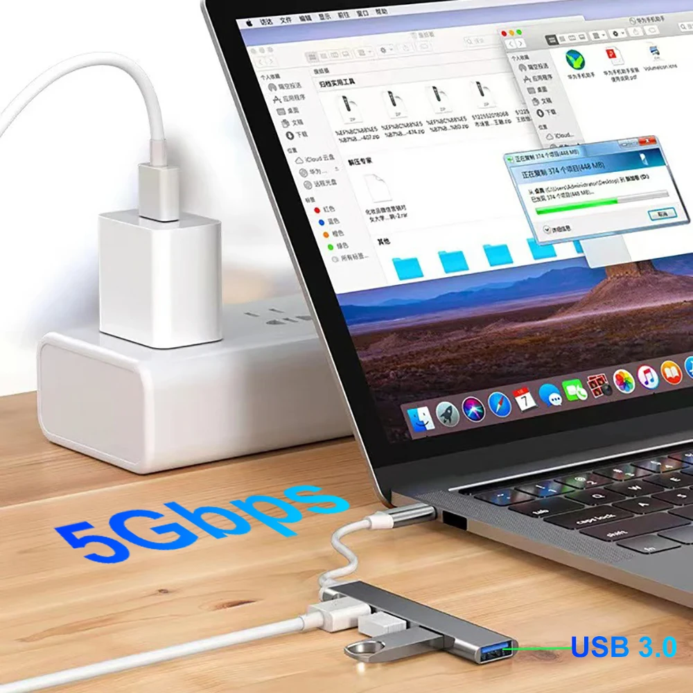 Фото USB-концентратор 5-в-1 с портом USB Type-C на USB 3,0, 65 Вт №3