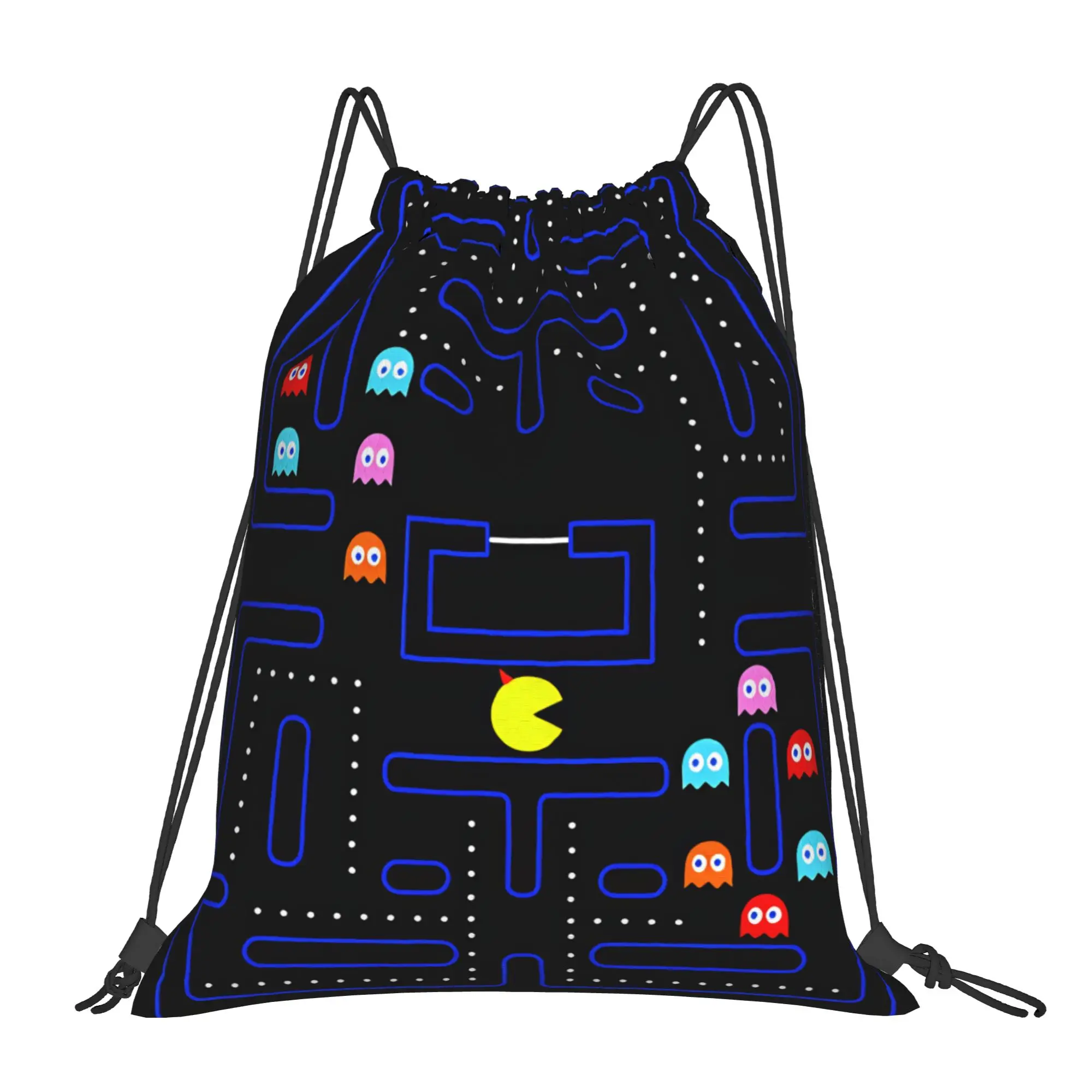 Сумка на шнурке Pac-Man для перекусов, спортивный рюкзак для мужчин, портативный забавный мешок-рюкзак на шнурке