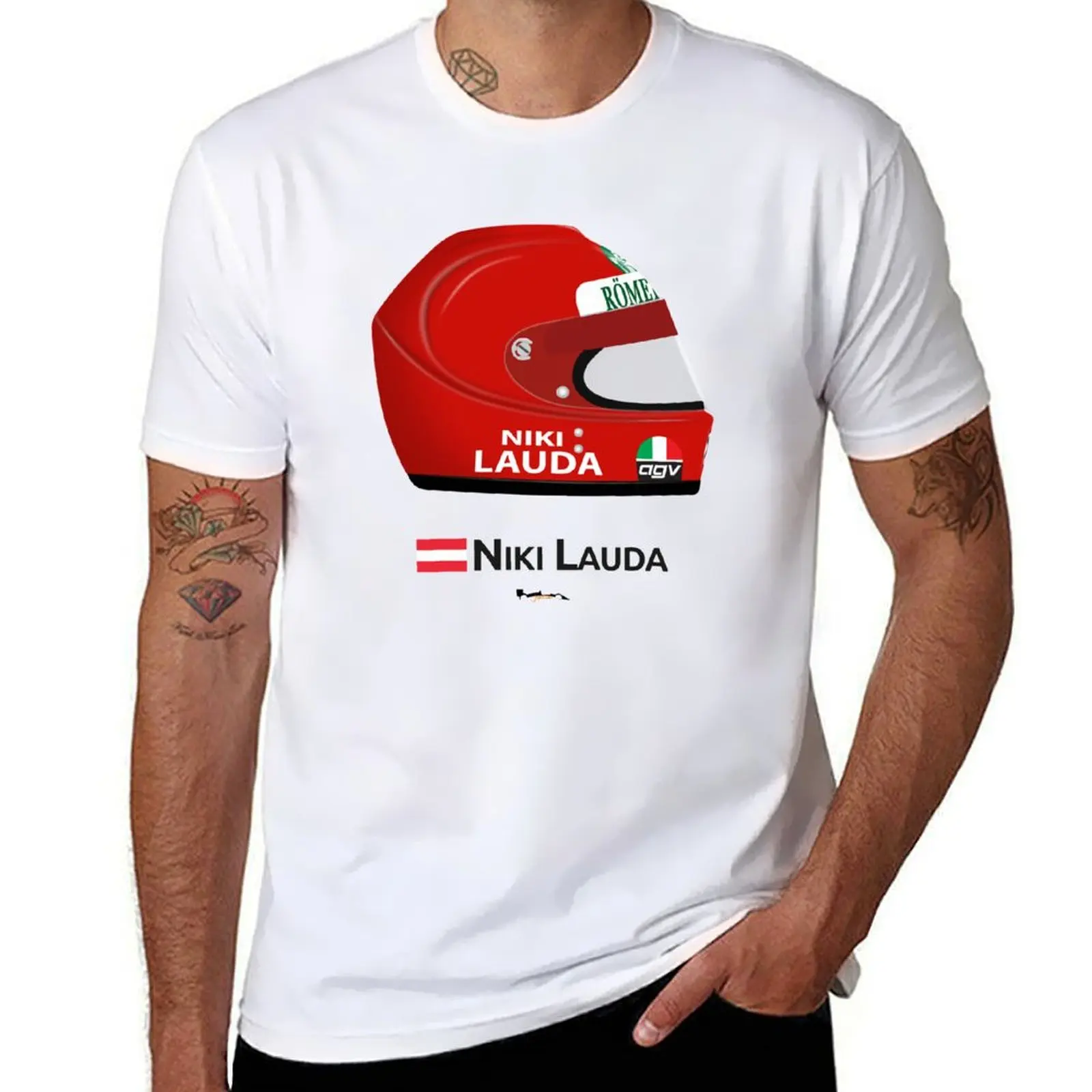 Niki Lauda - 1976 AGV Helmet T-Shirt футболки для мужчин забавная футболка с рисунком мужские однотонные футболки для мужчин хлопковая мягкая футболка