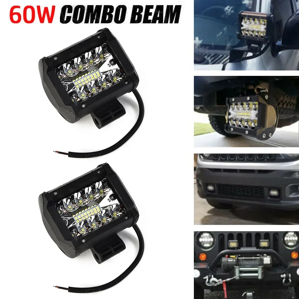 Фото 12V 60W Светодиодная рабочая панель Offroad Spot Flood Combo - Светодиодная панель рабочих фонарей для грузовиков, лодок, внедорожников, квадроциклов, UTV, 4WD, светодиодные фары №2