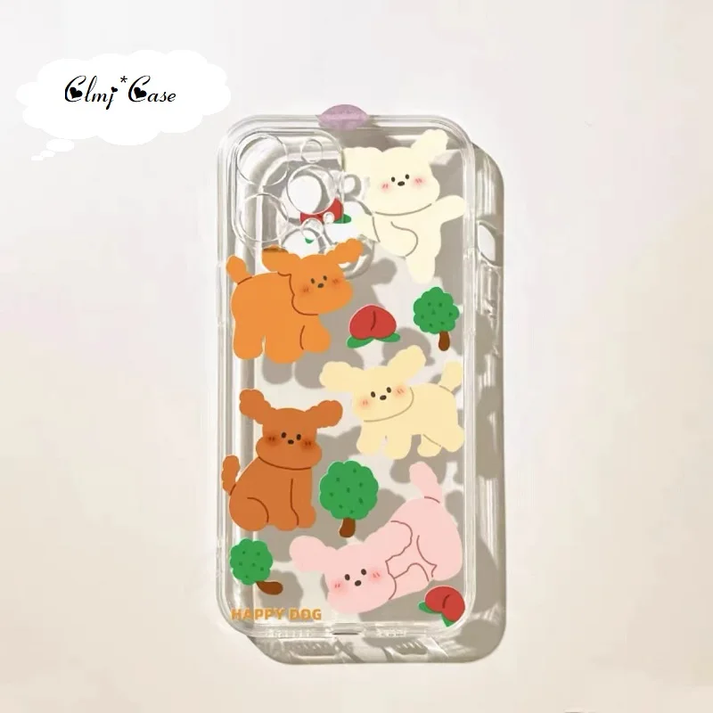Clmj INS милый мультяшный чехол для телефона с собакой для iPhone 11 13 Pro 12 Mini 14 X XS Max XR 7 8 Plus Se 2020 мягкий силиконовый защитный чехол