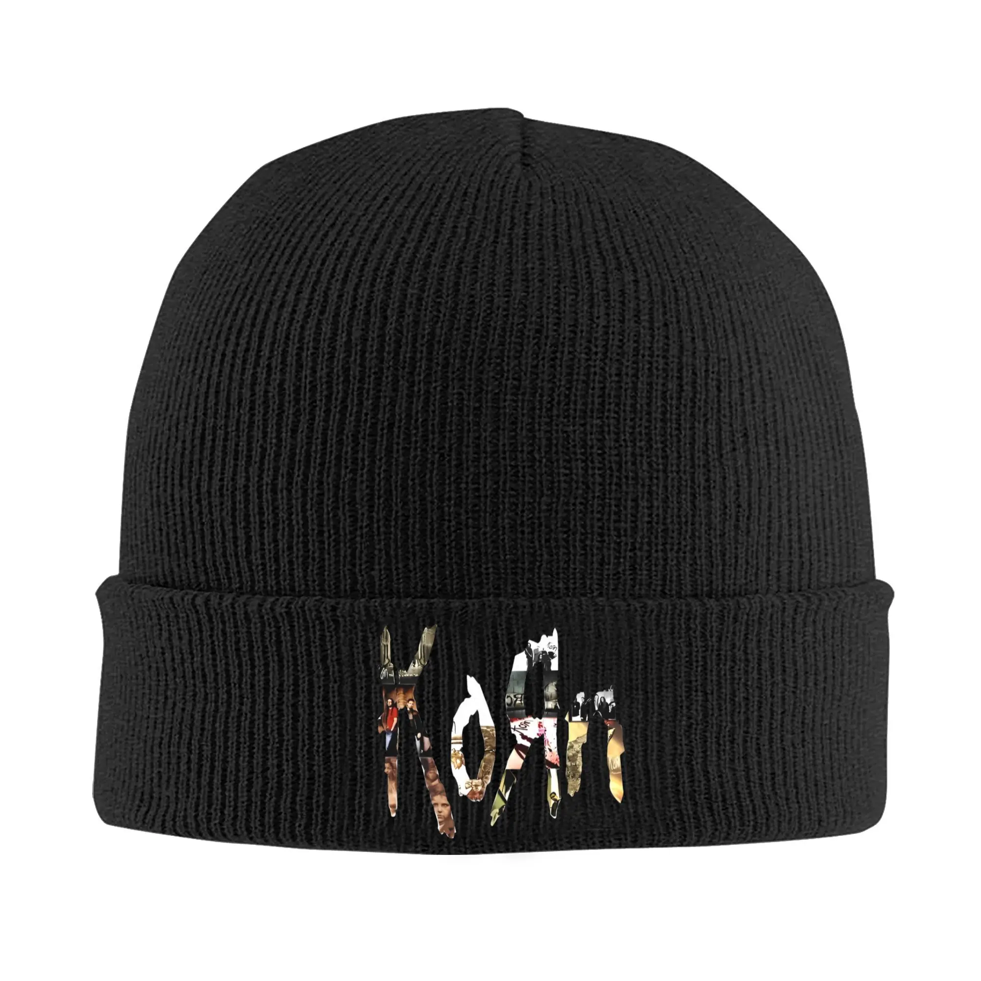 Korns Logo Letter American Singer Вязаные шапки Женщины Мужчины Skullies Шапки Осень Зима Хип-Хоп Шапки Акриловая рок-группа Y2k Теплые