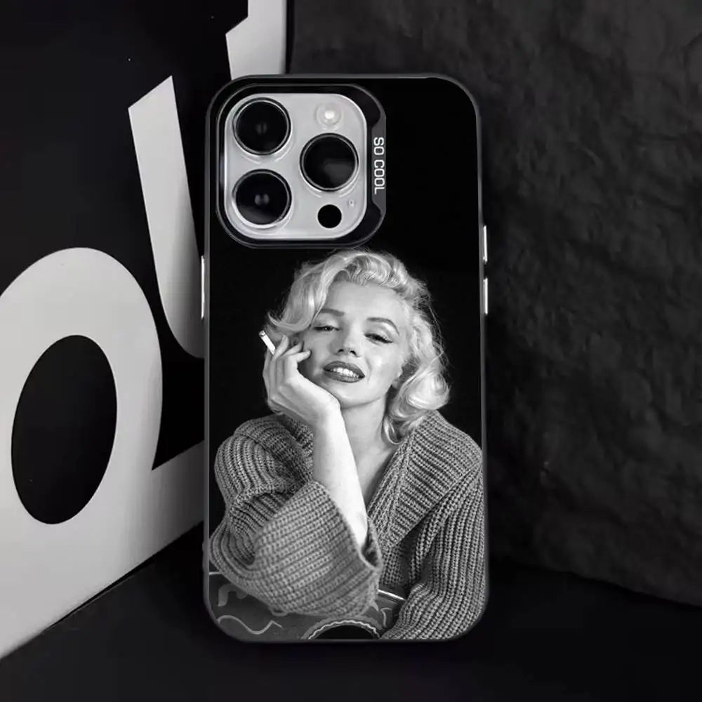 Фото Чехол для телефона 80-х годов M-Marilyn M-Monroe для iPhone 16,15,14,13,12,11,8,7,Pro,Max,Plus,Mini,XS,SE Anti Fall Black Matte Hard №3