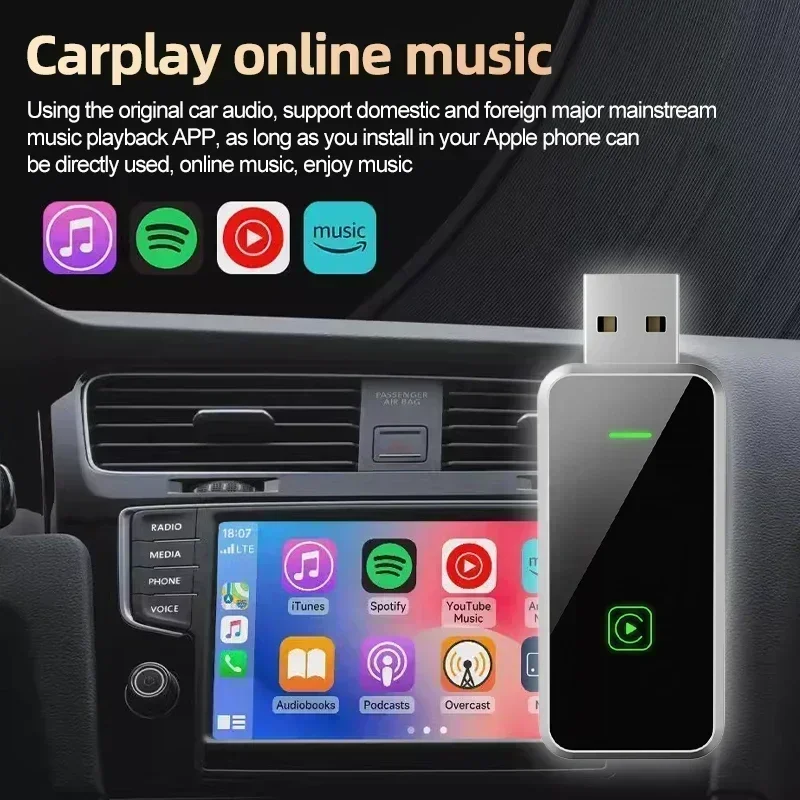Фото Новый автомобильный адаптер 2в1 с проводным к беспроводному CarPlay Android для OEM автомобильной стереосистемы с USB Plug and Play автомобильные аксессуары для Fiat Punto №2