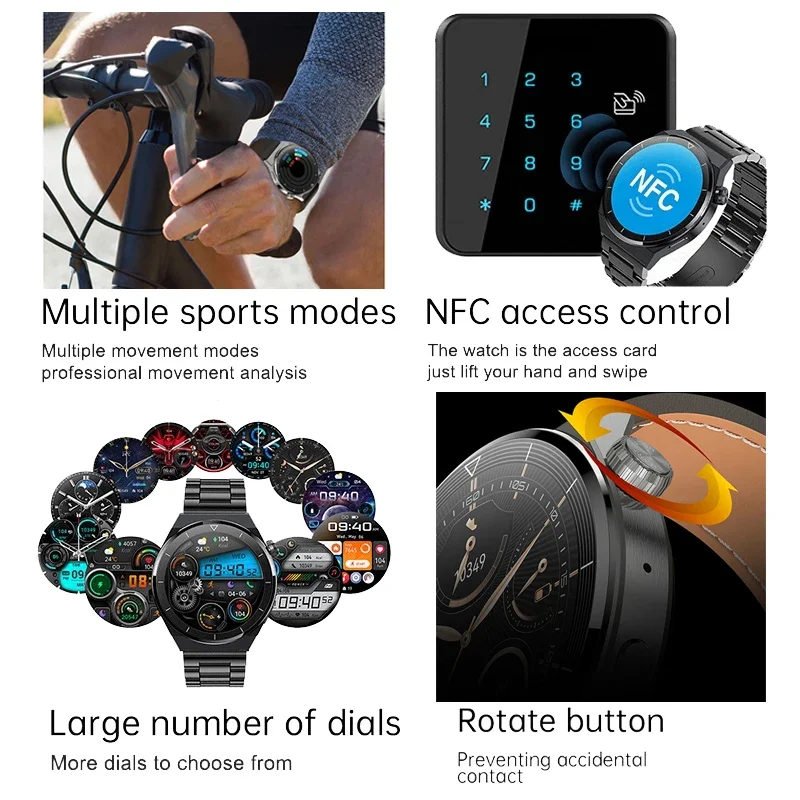 Фото Смарт-часы Xiaomi NFC для мужчин GT3 Pro AMOLED 390*390 HD экран сердечного ритма Bluetooth вызов IP68 водонепроницаемые умные часы для Huawei №4