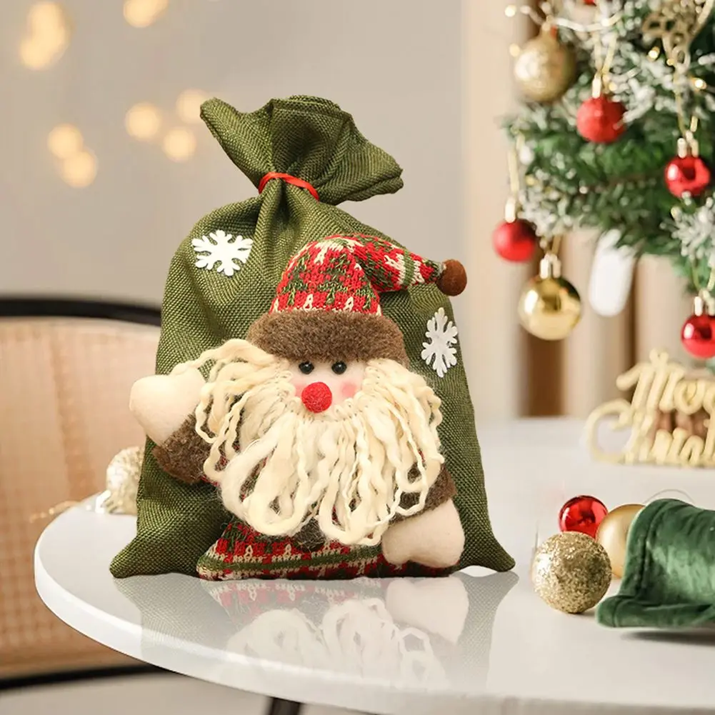 Сумки из мешковины для хранения конфет, рождественские сумки, праздничные мероприятия, 3D сумки Санта-Клауса, сумки на шнурке, устойчивая упаковка (art.: 3920ca77a4ff1) - 3920ca77a4ff1