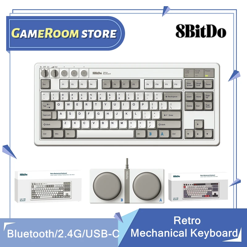 Механическая клавиатура в стиле ретро 8 битдо, игровая клавиатура Bluetooth/2,4G/USB-C с возможностью горячей замены и 87 клавишами для Windows и Android