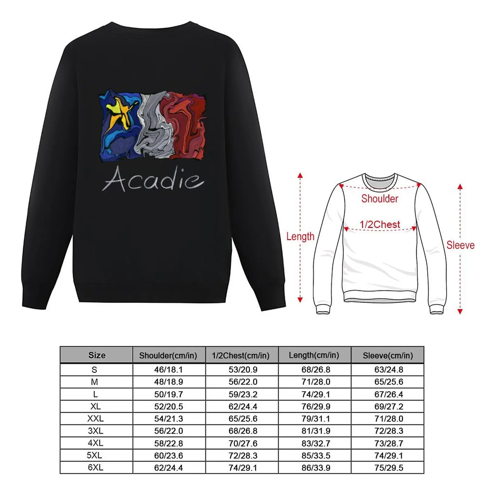 Фото Пастельная жидкая мозаика с флагом Acadian - Drapeau acadien moza?que liquide pastel vitrail Пуловер зимняя одежда толстовка оверсайз №5