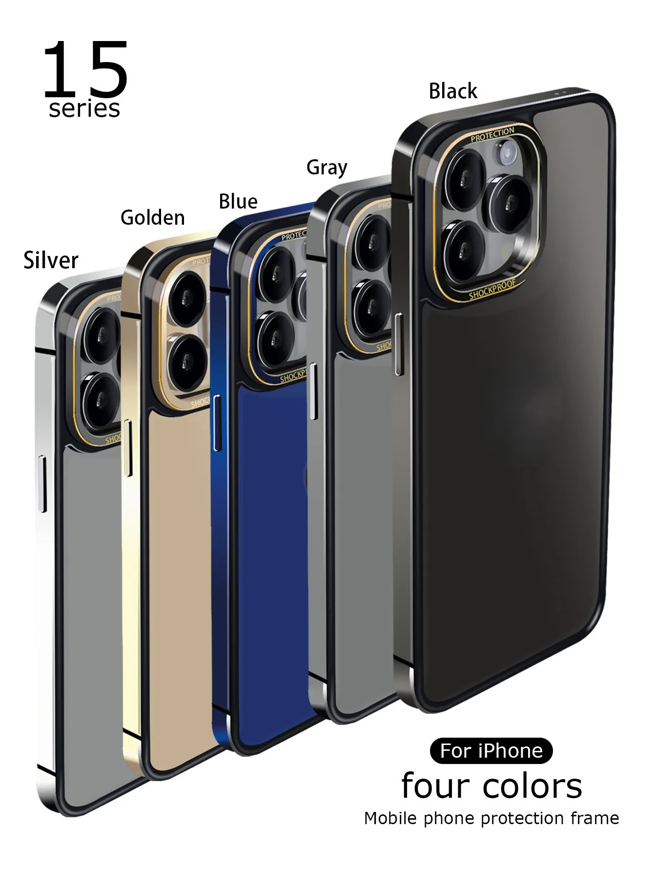Ультратонкий металлический каркас, подходит для Iphone15 15ProMax 15Plus, чехол для телефона, защита от падения, модная защита камеры из нержавеющей стали (art.: 3920c9b618022) - 3920c9b618022