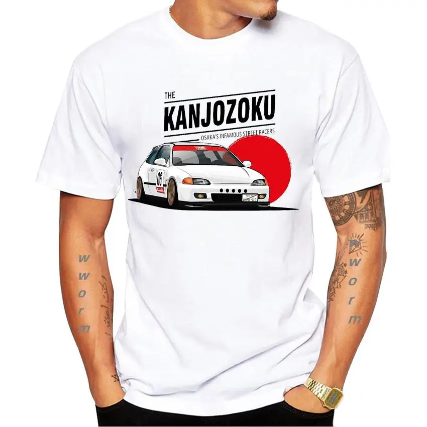 Kaus Pria Fashion Musim Panas BaruDesain Mobil Civic EG The Atasan Kasual Танак Laki-laki Hip Hop Gambar Cetak Mobil shirt men