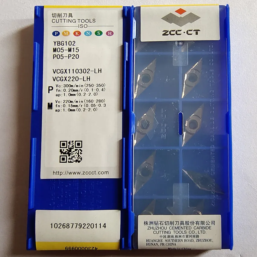 VCGX110302-LH YBG102/VCGX110308-LH YBG102/VCGX110302-LH YD201/VCGX110304-LH YD201 ZCC.CT Твердосплавные пластины с ЧПУ, токарные инструменты