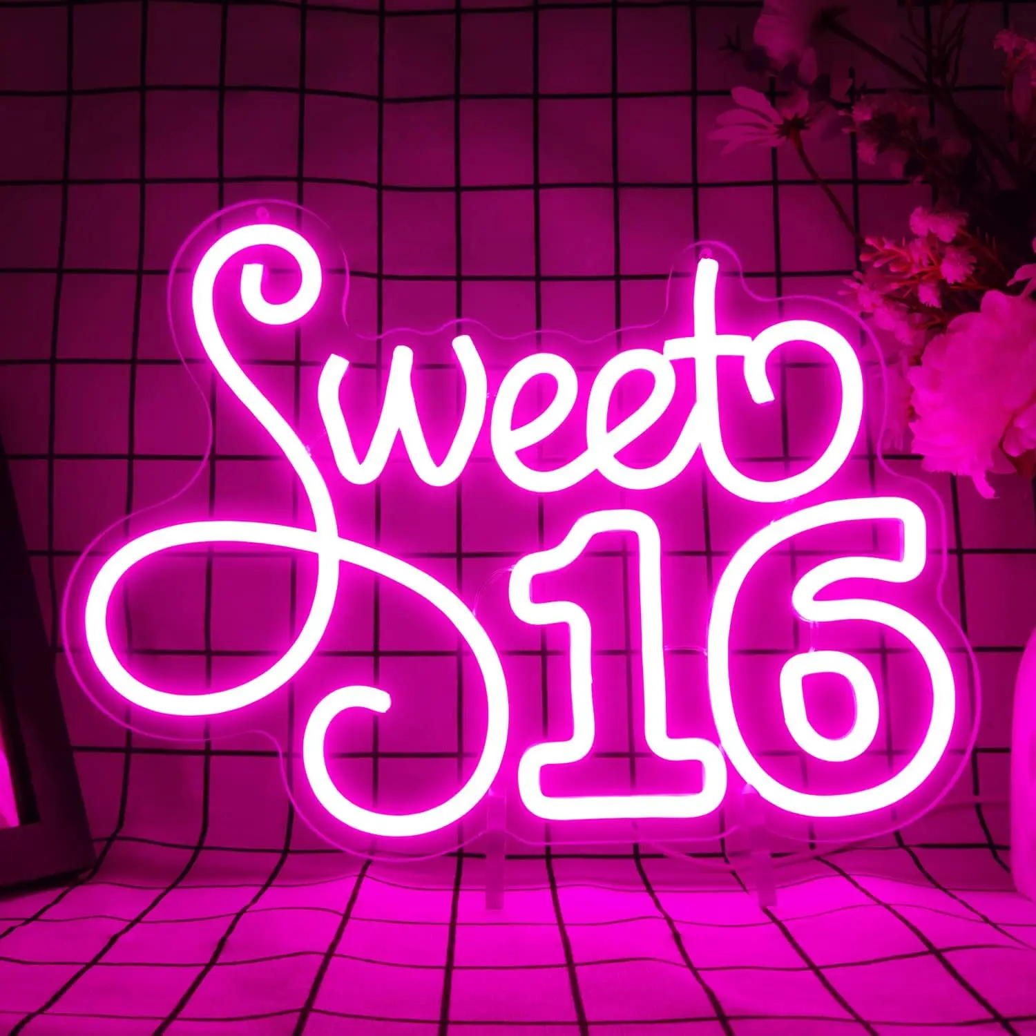Sweet 16, неоновая вывеска с питанием от USB, светодиодная неоновая лампа с регулируемой яркостью, USB-лампа для спальни, бара, пива, клуба, человек, пещера, гостиной, настенный декор, подарок