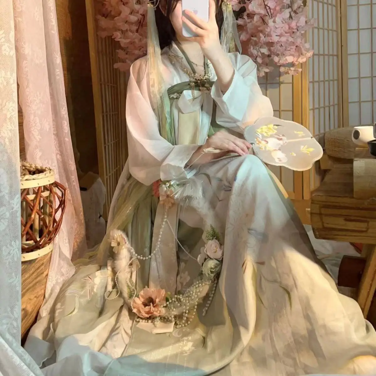 Традиционное женское платье Hanfu династии Тан 【Sijin】 — доступное платье Qixiong Ruqun с цветочным принтом (подлинный китайский стиль)