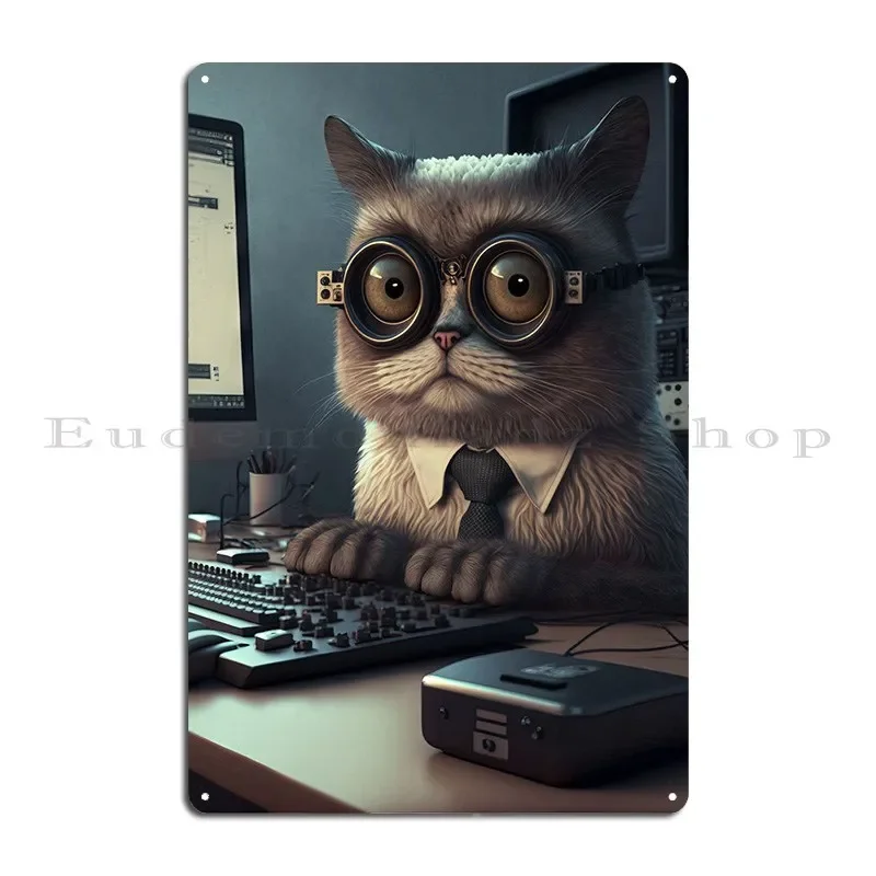Фото Кодирование Cat It Guy Металлическая вывеска Дизайн Печати Таблички Кино Дизайн Оловянная вывеска Плакат №2