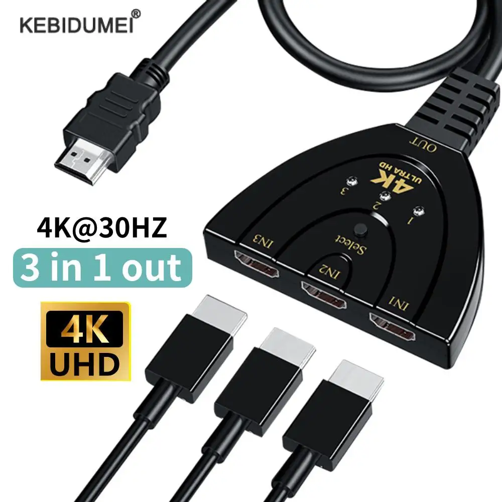 4K HDMI коммутационный кабель HD видео коммутатор адаптер 3 входа 1 выход порт концентратор для ПК ТВ Xbox PS3 PS4 проектора