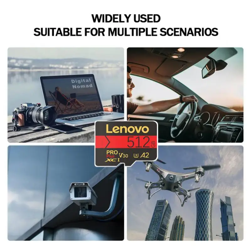 Фото Карта памяти Lenovo Micro TF SD Card 2 ТБ Pro Plus, высокоскоростная флеш-карта 1 ТБ, 512 ГБ, 32 ГБ, расширенное хранилище данных для телефона/камеры №5