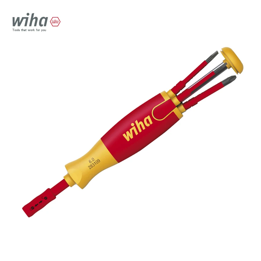 WIHA 6 в 1 изолированный набор прецизионных выдвижных отверток Slim Line, 1000 В, отвертка для электрика с журналом SlimBits No 38611