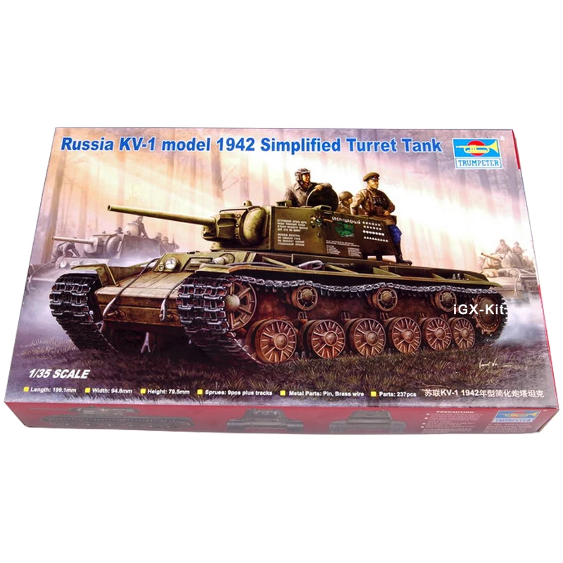 Trumpeter 00358 1/35, русский KV1 KV-1 Mod1942, упрощенная турель, тяжелый танк, подарок, военная игрушка, пластиковая сборка, комплект модели здания