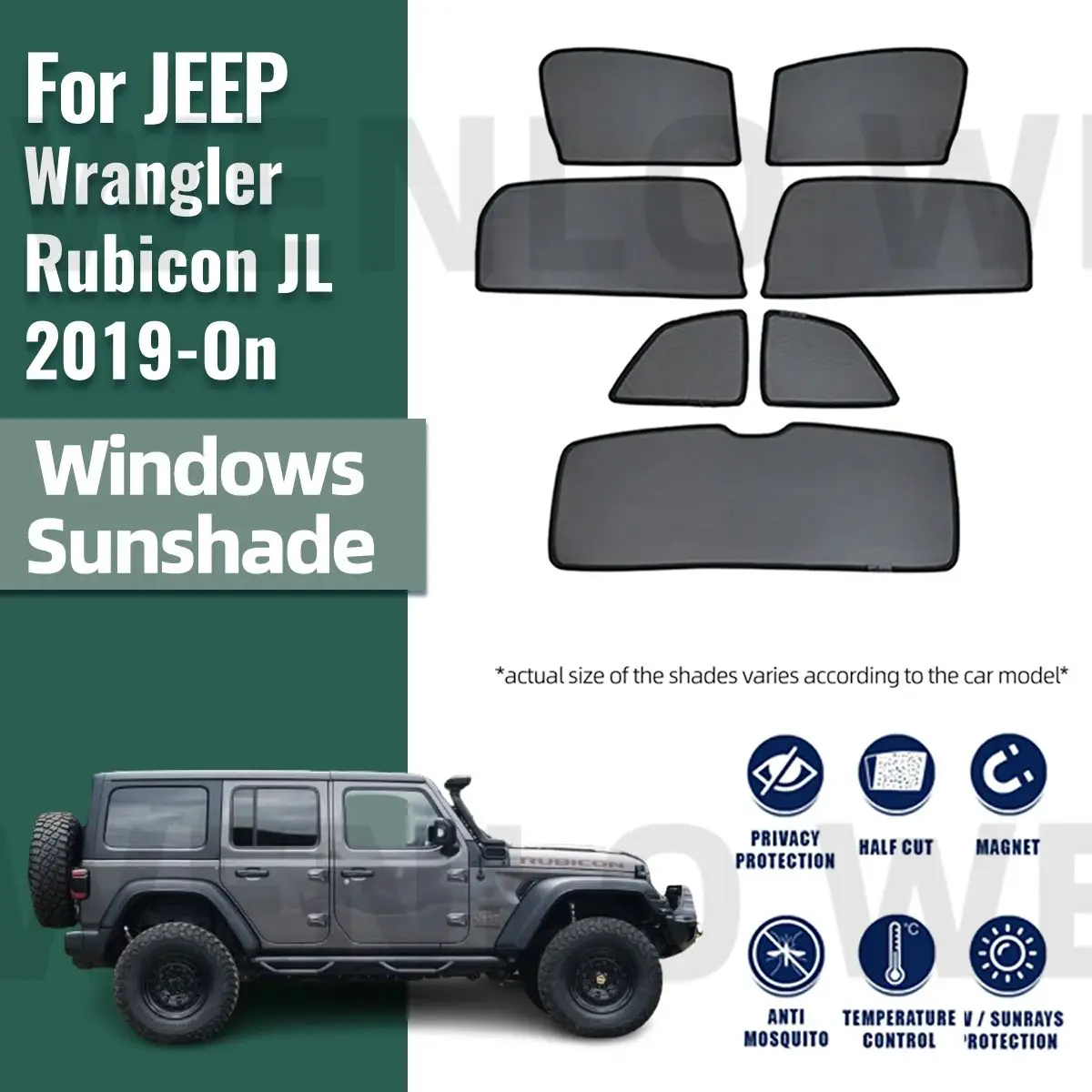 Для JEEP Wrangler Rubicon J ​ ​ L 4 двери 2018-2023 22024 Автомобильный солнцезащитный козырек на окно УФ-защита Автоматическая занавеска Солнцезащитный козырек Сетка