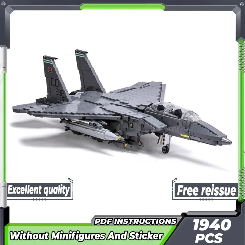 Фото Модель военного самолета Moc, строительные кирпичи F-15E Strike Eagle Fighter, технологические блоки, подарки, рождественские игрушки, наборы «сделай сам», сборка №2