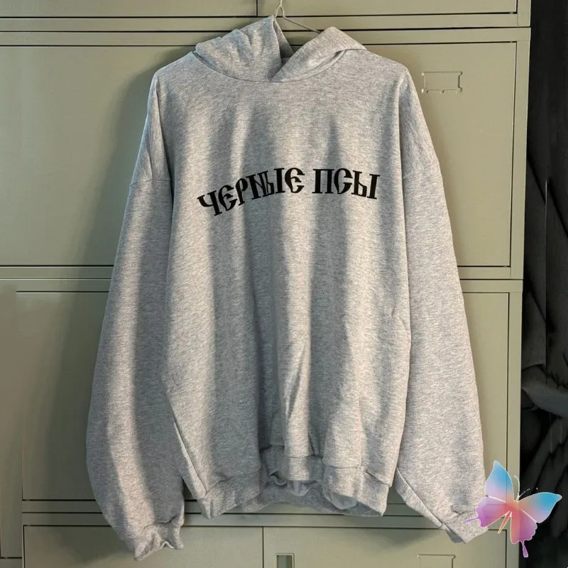 24ss Русский алфавит, большие толстовки Kanye, зимние уличные серые флисовые толстовки с капюшоном для мужчин и женщин, черные толстовки с собакой