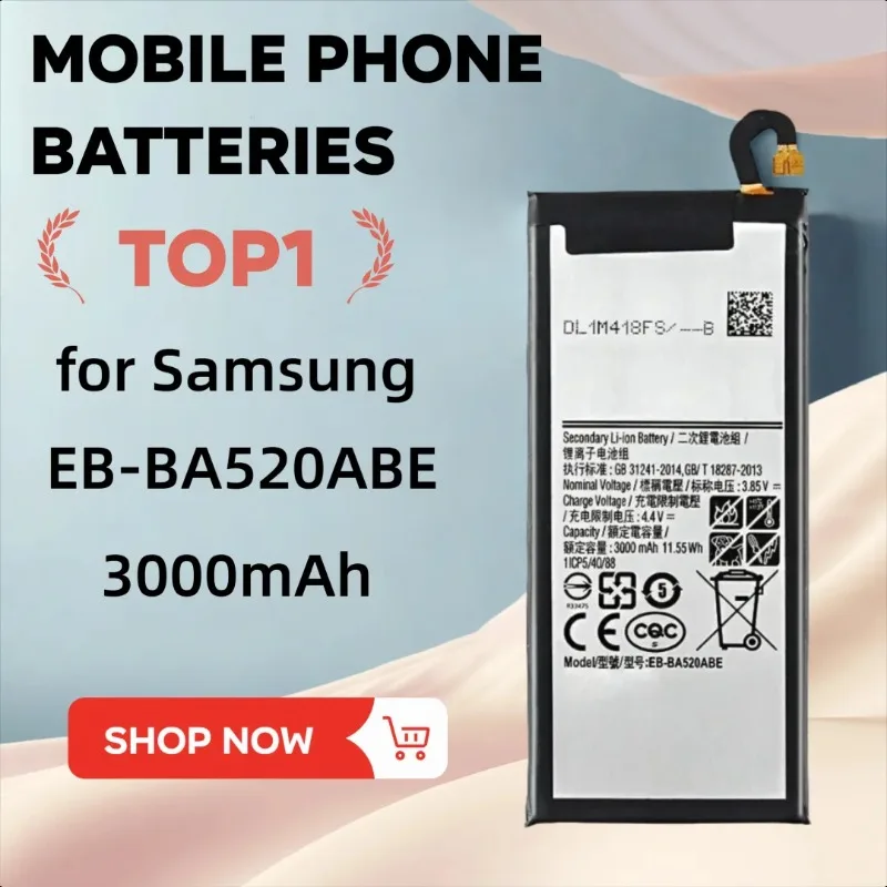 3000 мАч EB-BA520ABE для Samsung Galaxy A5 (2017 г.) A520 A520F A510 SM-A510F A500 Аккумуляторы для мобильных телефонов