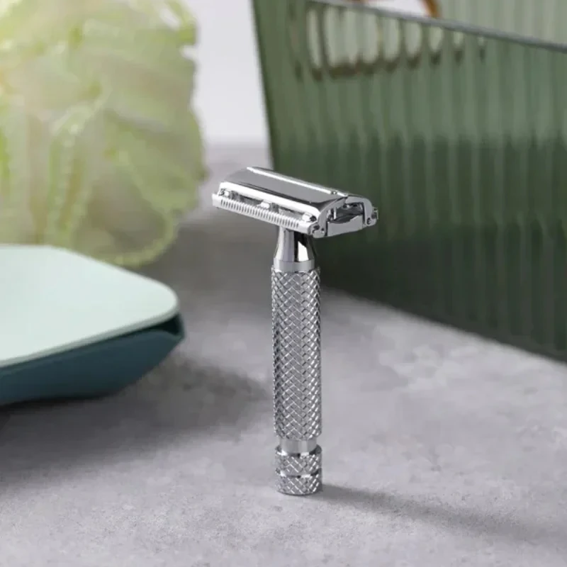 Фото YAQI Chrome Color Safety Razor Monarch - классическая бритва премиум-класса с двойным лезвием, качественный дорожный инструмент для ухода за бородой №4